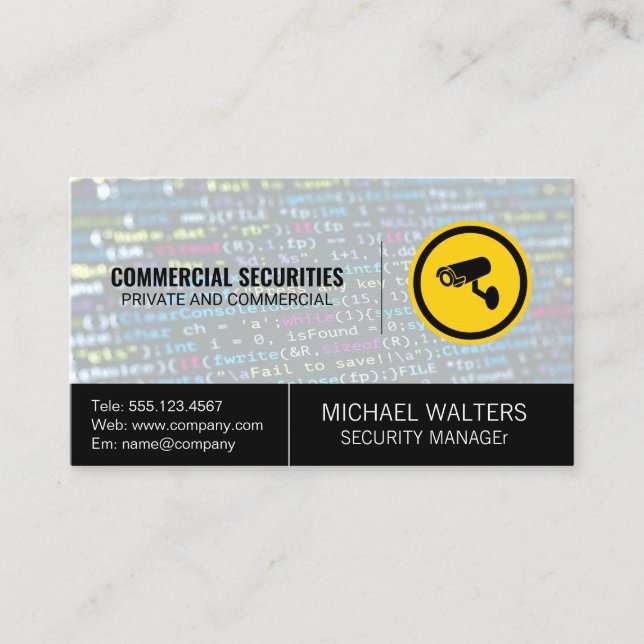 Carte De Visite Logo de la caméra de sécurité | Arrière - plan de  (Devant)