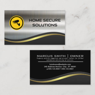 Carte De Visite Logo de la caméra de sécurité   Métallique