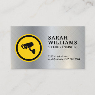 Carte De Visite Logo de la caméra de sécurité Texture métallique