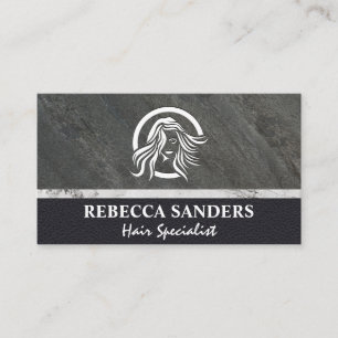 Carte De Visite Logo de la femme avec cheveux gonflants