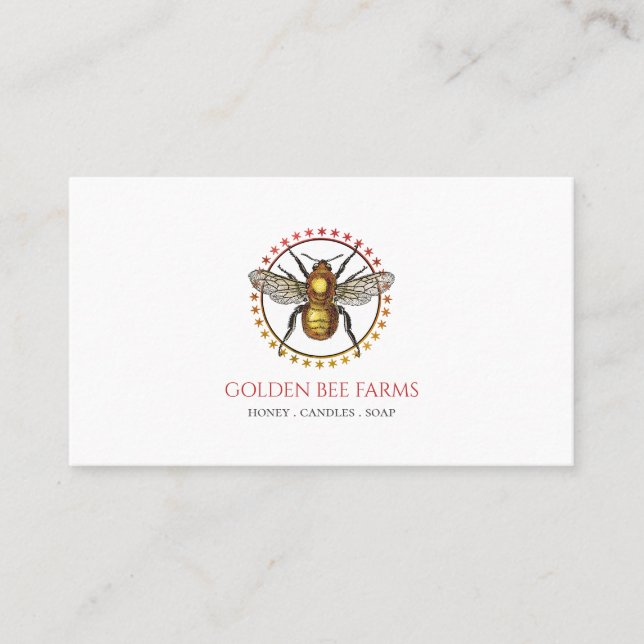 Carte De Visite Logo De La Ferme D'Abeille Ou D'Abeille De Miel (Devant)
