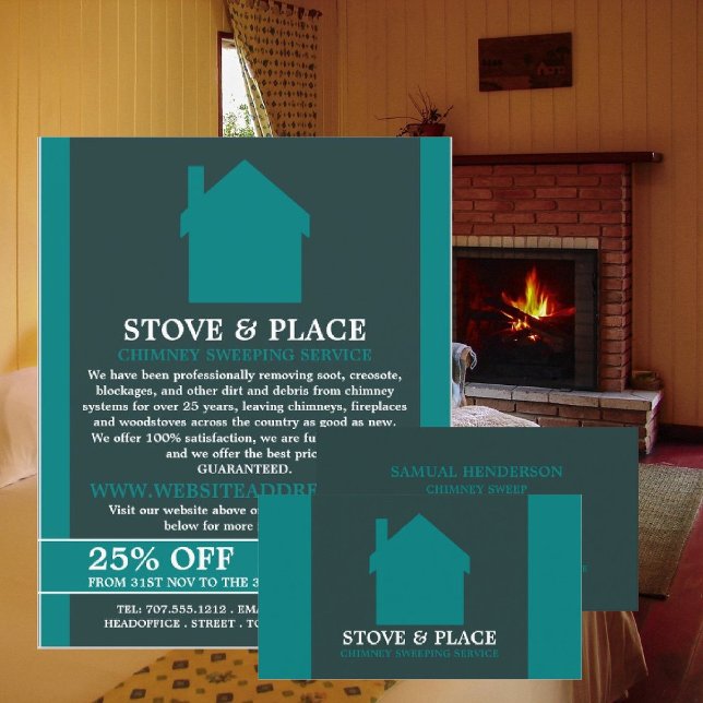 Carte De Visite Logo de la maison, Chimney Sweep (Créateur téléchargé)