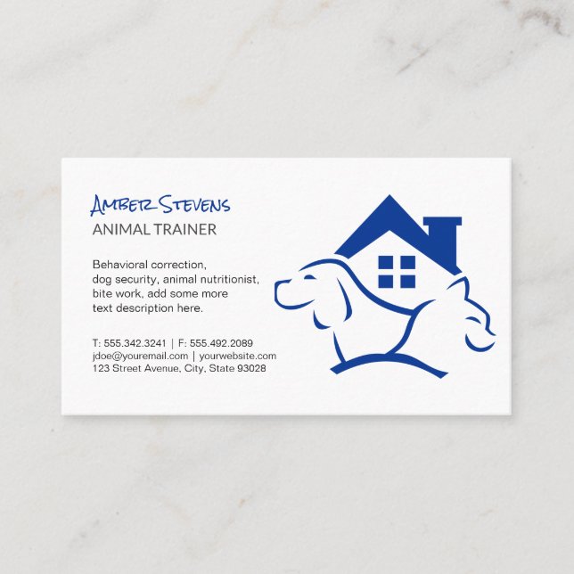 Carte De Visite Logo de la maison de chat de chien (Devant)