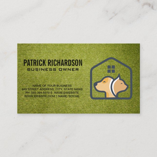 Carte De Visite Logo de la maison de chat de chien | Turf (Devant)