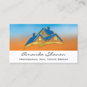 Carte De Visite Logo de la maison de courtage d'agents immobiliers