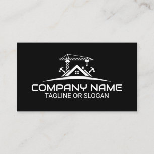 Carte De Visite Logo de la maison de marteau de grue de constructi