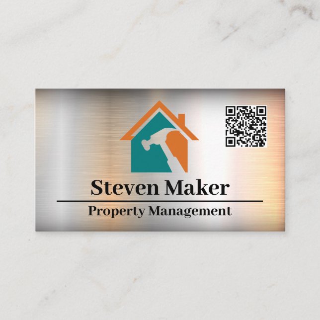 Carte De Visite Logo de la maison de marteau | Réparateur | Code Q (Devant)