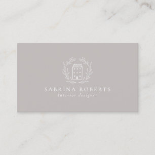 Carte De Visite Logo de la maison, décorateur, beige