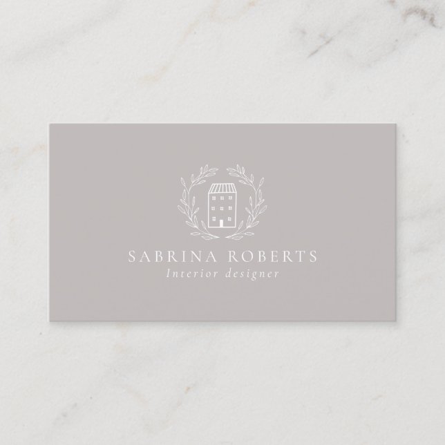 Carte De Visite Logo de la maison, décorateur, beige (Devant)