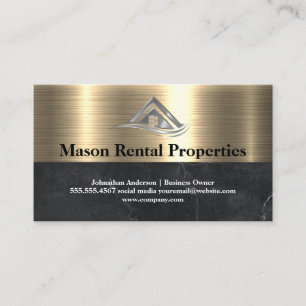 Carte De Visite Logo de la maison en métal immobilier Marbre