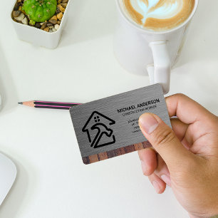 Carte De Visite Logo de la maison Hammer   Bois métallique