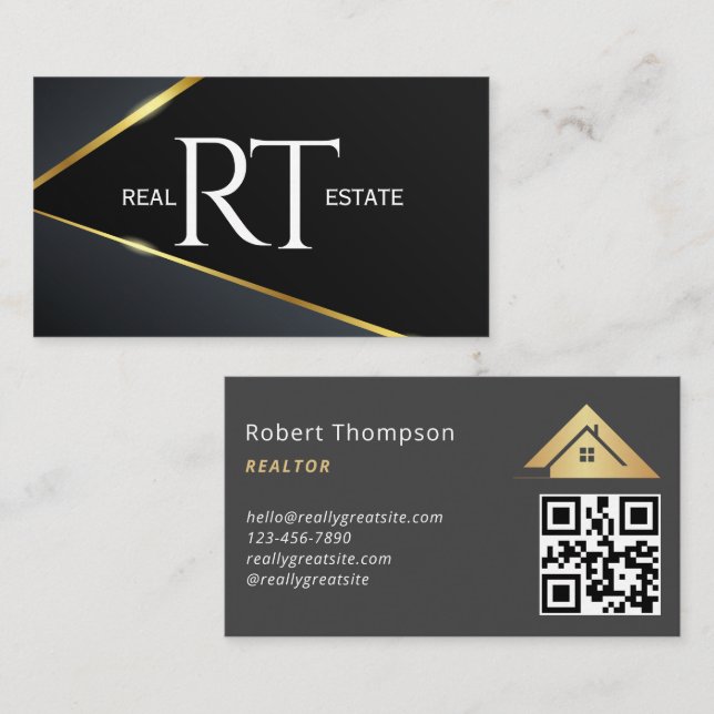 Carte De Visite Logo de la maison Immobilier Marine & Gold Realtor (Devant / Derrière)