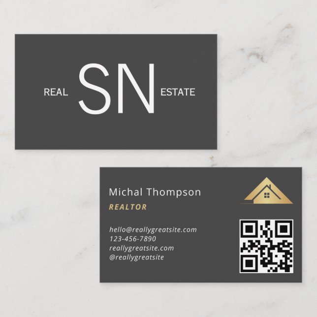 Carte De Visite Logo de la maison Immobilier Marine & Gold Realtor (Devant / Derrière)