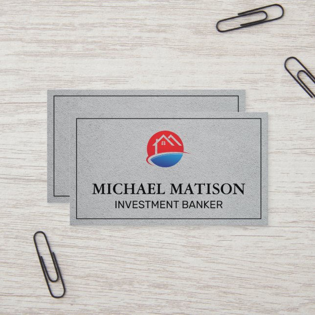 Carte De Visite Logo de la Maison | Rouge Bleu (Devant/Arrière en situation)