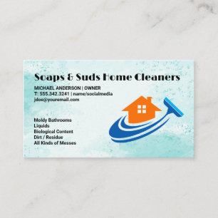 Carte De Visite Logo de la maison Squeegee   Nettoyage commercial
