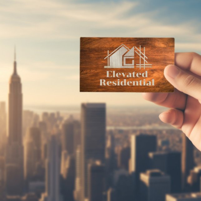 Carte De Visite Logo de la maison Wood Grain (Créateur téléchargé)