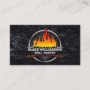 Carte De Visite Logo de la plaque de grill métallique Fire