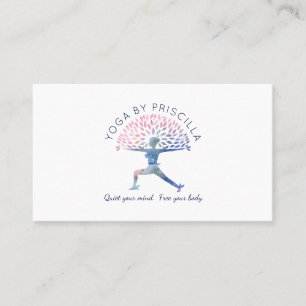 Carte De Visite Logo de la pochette de yoga femme de l'arbre en fl