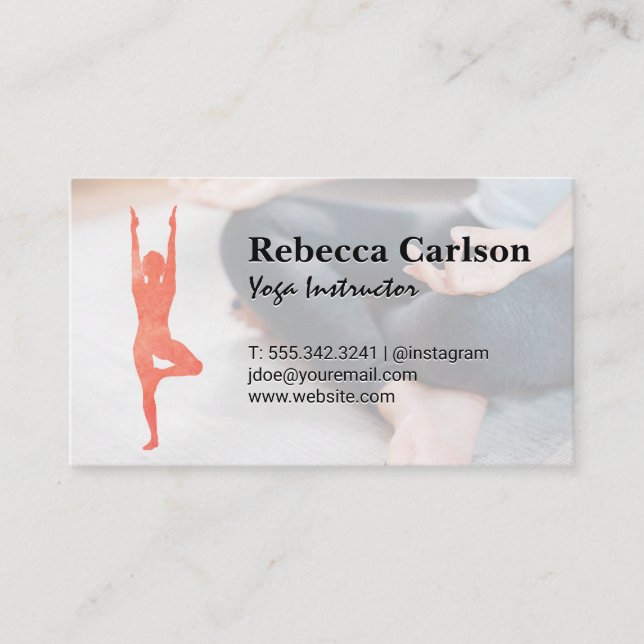Carte De Visite Logo de la Pose de Yoga | Femme pratiquant la médi (Devant)