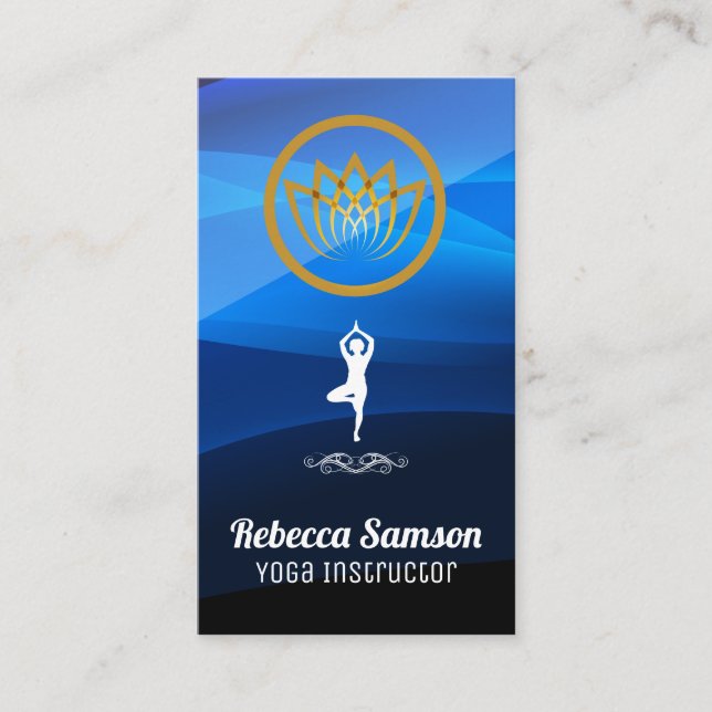 Carte De Visite Logo de la Pose de Yoga | Lotus Flower (Devant)
