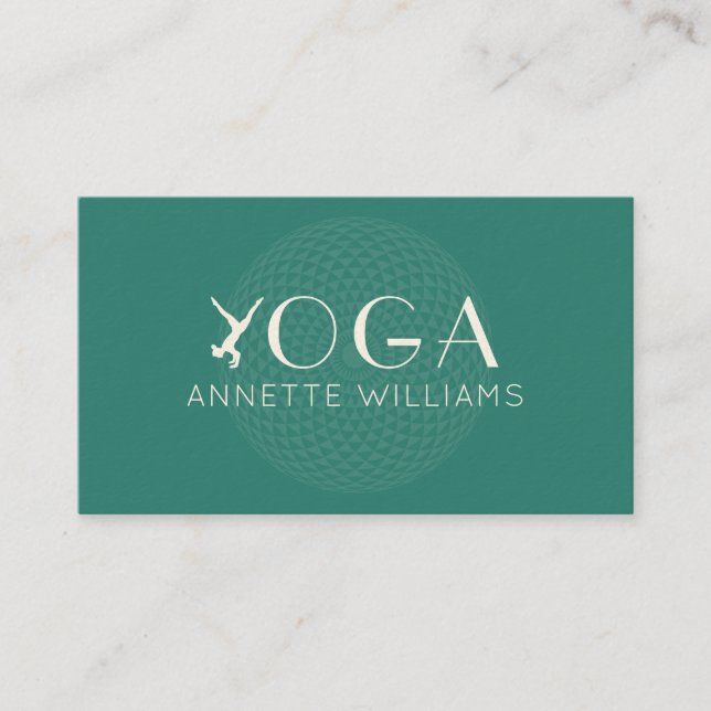 Carte De Visite Logo de la position du yoga vert (Devant)
