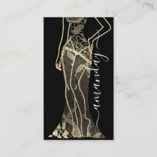 Carte De Visite Logo de la robe du concepteur de mode QR Gris Noir