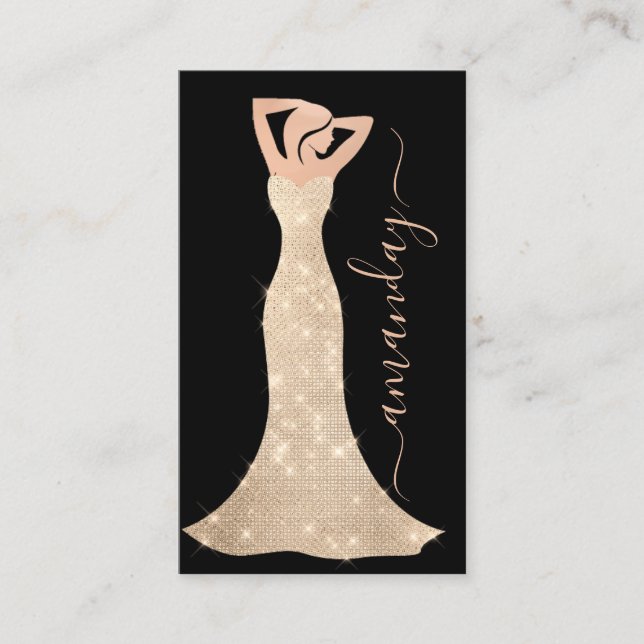 Carte De Visite Logo de la robe du concepteur de mode QR Rose noir (Devant)