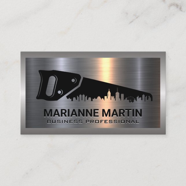 Carte De Visite Logo de la scie et de la ville | Construction | Mé (Devant)