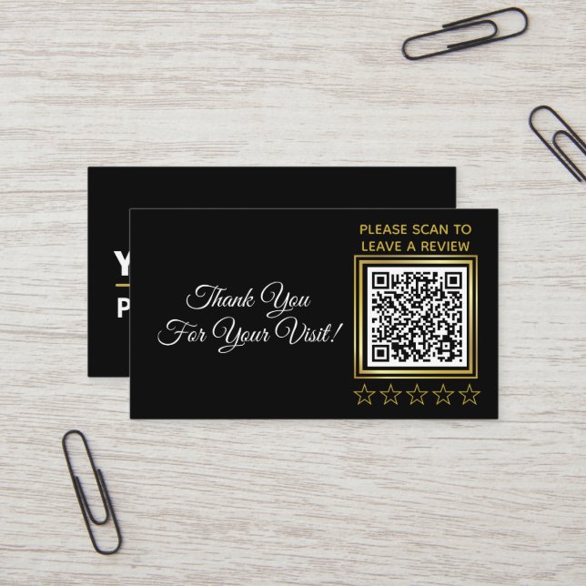 Carte De Visite Logo de la société Black Gold QR Google Review (Devant/Arrière en situation)