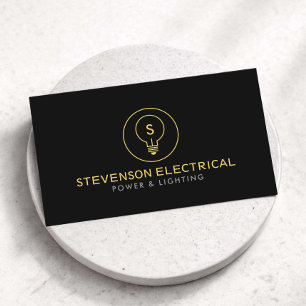 Carte De Visite Logo de la société d'électricien minimal noir