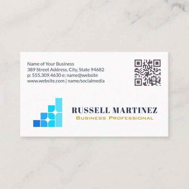 Carte De Visite Logo de la société financière | Code QR (Devant)