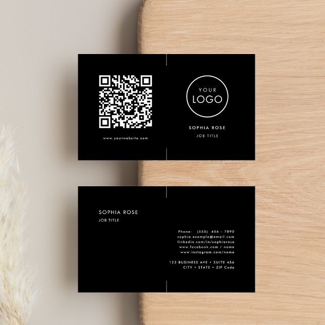Carte De Visite Logo de la société professionnelle simple QR Code  (Créateur téléchargé)