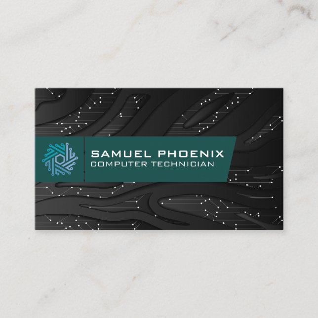 Carte De Visite Logo de la technologie moderne | Arrière - plan te (Devant)