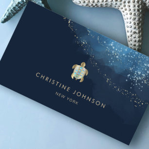 Carte De Visite logo de la tortue de mer sur arrière - plan bleu f