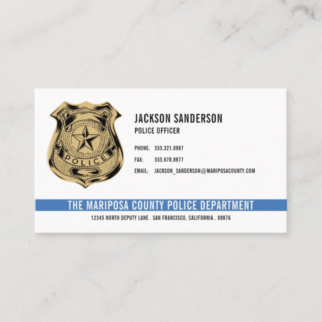 Carte De Visite Logo de l'agent de police du département de l'appl (Devant)