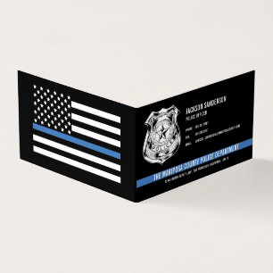 Carte De Visite Logo de l'agent du département de police Ligne ble