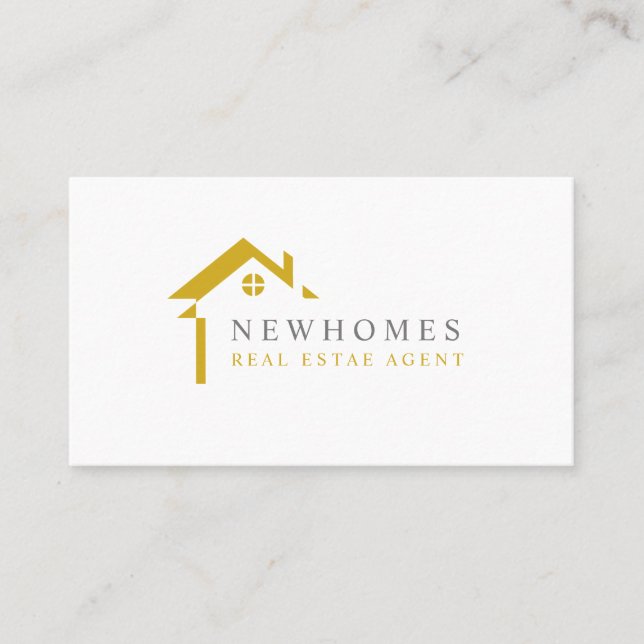 Carte De Visite Logo de l'agent immobilier professionnel Jaune (Devant)