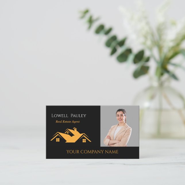 Carte De Visite logo de l'agent immobilier promotionnel profession (Debout devant)