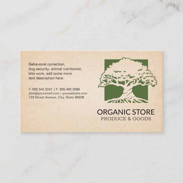 Carte De Visite Logo de l'arbre de chêne (Devant)