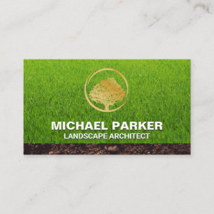 Carte De Visite Logo de l'arbre d'or Grass et Dirt