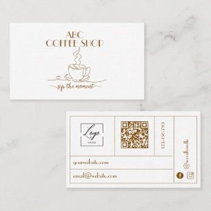 Carte De Visite LOGO de l'artisan moderne Code QR Café 