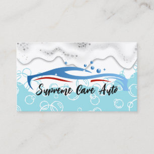 Carte De Visite Logo de lavage de voiture Bulles d'eau bleue de