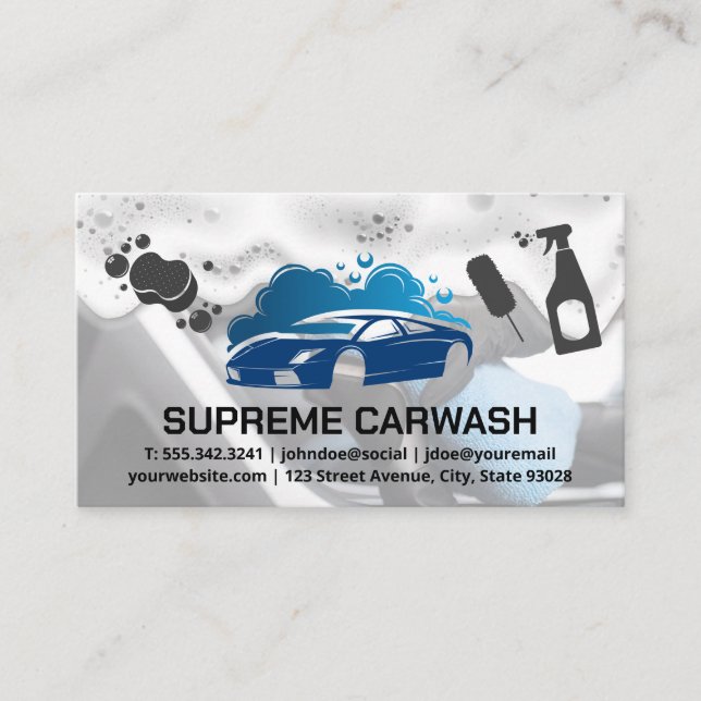 Carte De Visite Logo de lavage de voiture | Icônes de service auto (Devant)