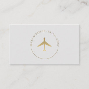 Carte De Visite Logo de l'avion Gold de l'agent de voyage