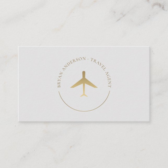 Carte De Visite Logo de l'avion Gold de l'agent de voyage (Devant)