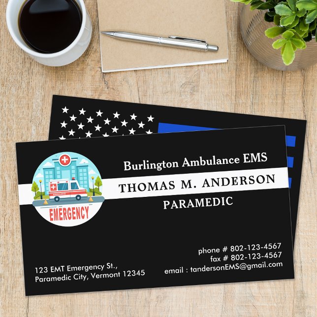 Carte De Visite Logo de l'Emblème du service d'ambulance EMT perso (Créateur téléchargé)
