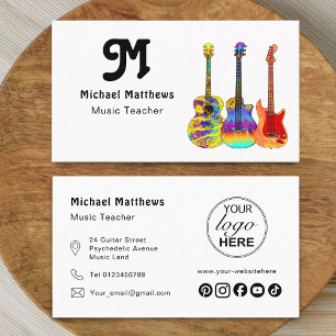 Carte De Visite Logo de l'enseignant de musique guitare et médias