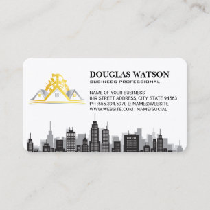 Carte De Visite Logo de l'entrepreneur de construction   Horizon u