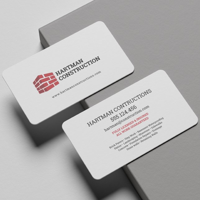 Carte De Visite logo de l'entrepreneur en maçonnerie de constructi (Créateur téléchargé)