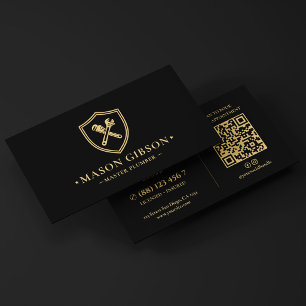 Carte De Visite Logo de l'entrepreneur en plomberie Plombier Moder